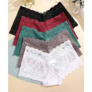 6PCS/Set Plus Size only Women Lace Panties Floral Hollow Out Sexy Underwear Female Intimates Underpants Lingerie High Waist Design Pantys