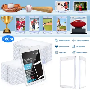 20Pcs-180PT Magnetic Card Holder UV Protection Clear Acrylic Hard Case, Ultra-Thin Scratch Resistant Sleeve for Baseball Basketball Sports Trading Cards