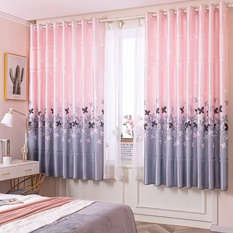 French Country Butterfly Blackout Window Home Decorative Curtain, Easy to Hang, Washable, Suitable for Living Room, Bedroom, Study, Balcony, Home Decor