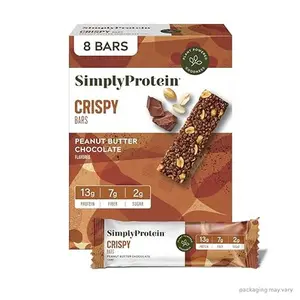 Simply Protein - Lemon Coconut Crispy Bars - Plant Based Protein Bars - Low Carb, Low Sugar, High Fiber - 13g Protein, 2g Sugar, 7g Fiber - Vegan, Gluten Free, Non GMO, Kosher - 8 Bars