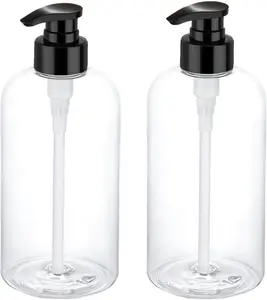 Pump Bottle 16 oz/500 ml Empty Shampoo Pump Bottles Dispenser Portable Pump Plastic Bottles for Shampoo and Conditioner Liquid