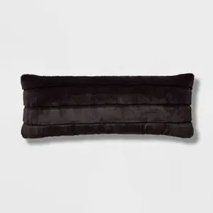 Oblong Faux Fur Channeled Decorative Throw Pillow - Threshold