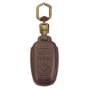 Key Fob Cover with Leather Keychain Soft Protection Key Case Compatible with Bronco Escape Mustang Explorer Edge Expedition F150 F250 F350 Smart Key