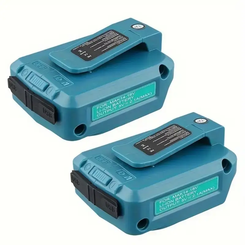 Portable Dual USB Power Adapter for Makita 14V-18V LXT Lithium-Ion Batteries & BL Series, 5V DC 2.1A Per Port Device Charging, Built-In LED Light, Dust Covers, Enhanced Safety