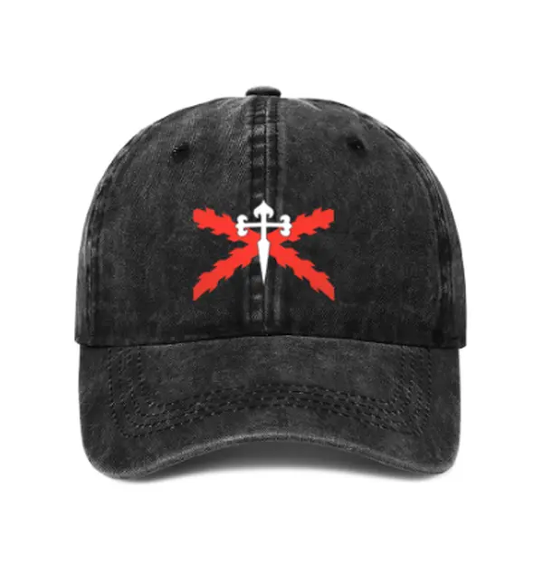 Unisex Cotton Cross Of Santiago Spanish Empire Baseball Cap - Distressed Washed, Spain Flag Pattern, Adjustable, UV Protection, All Seasons Travel Casual Sports Outdoor Hat