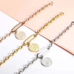 Coin Charm Bracelet - Stainless Steel