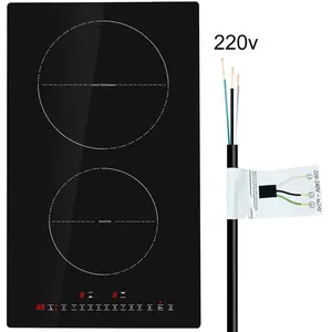 Electric Cooktop, 2 Burners, 12'' Induction Stove Top, Built-in Magnetic Cooktop 3000W, 9 Heating Level Multifunctional Burner, LED Touch Screen w/ Child Lock & Over-Temperature Protection