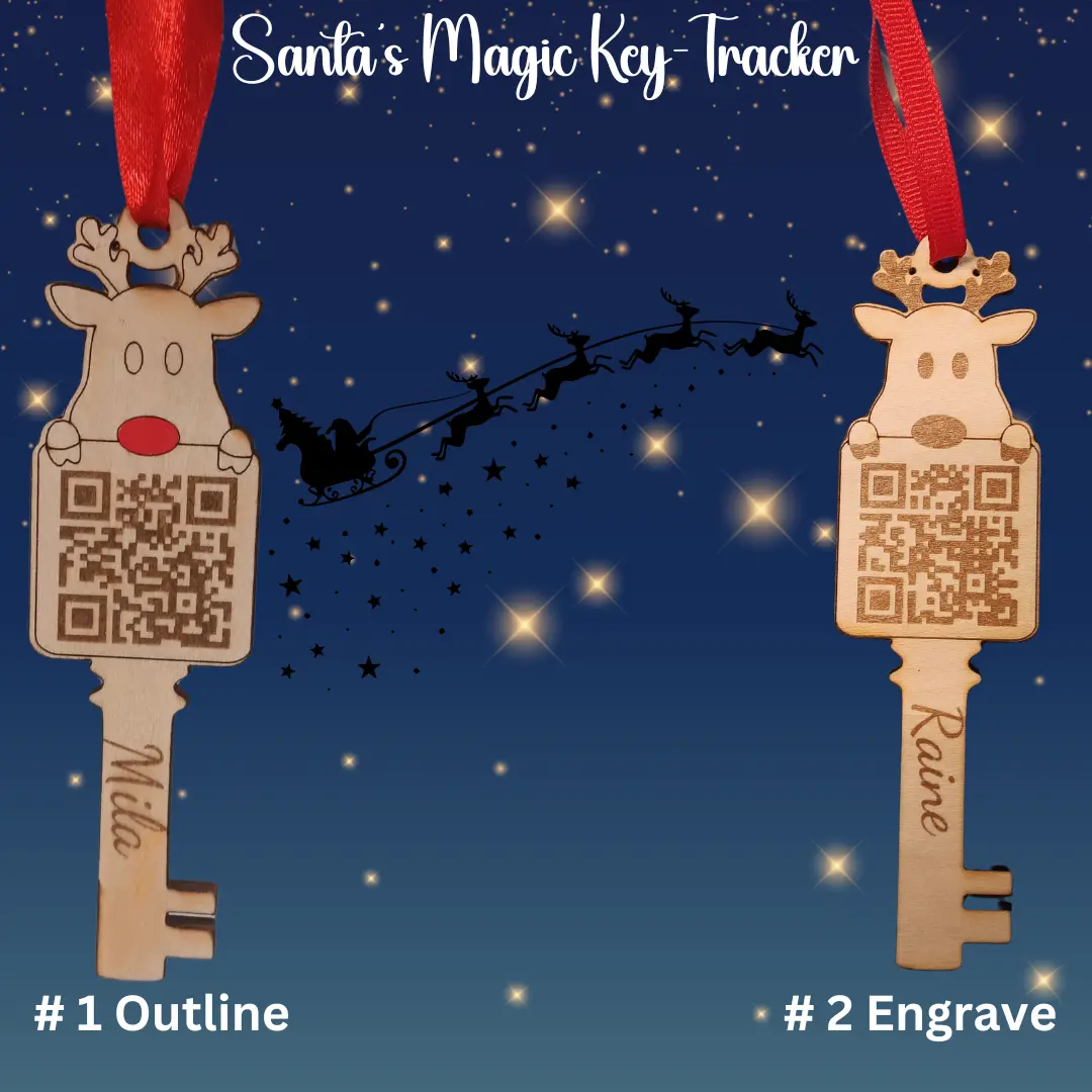 Personalized Santa Tracker Christmas Ornament with  Kids Name - Santa's Magic Key Ornament for kids,  Reindeer Runner game