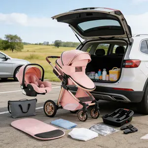 Ultra-Light Portable Foldable Baby Stroller with One-Click Space-Saving Folding, Wide Sun & Rain Protection Canopy, Ideal for Travel, Shopping and Park Activities, Stable and Safe Structure, Luxury Baby Gift Set Included