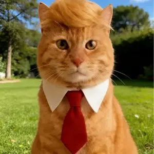 ABOSY Holiday 2-Piece Pet Plaid Fleece Costume with Bow Tie & Wig, Cute Halloween Christmas Outfit for Dogs & Cats