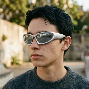 Silver Wrap-Around Sunglasses | UV400 Protection | Y2K Cyber Style for Men & Women, Everyday & Party Wear