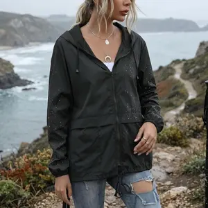 Women's Lightweight Waterproof Windproof Raincoat - Adjustable Hooded Windbreaker Rain Jacket with Pockets, Breathable Comfortable Outdoor Wear for Rainy Days, Sizes S-XXL