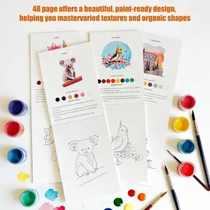 NMHJ Beginner Watercolor Paint Set with Coloring Books - Bird, Animal & Plant Designs, Notebook, Brushes, Watercolor Painting Tutorial for Adults