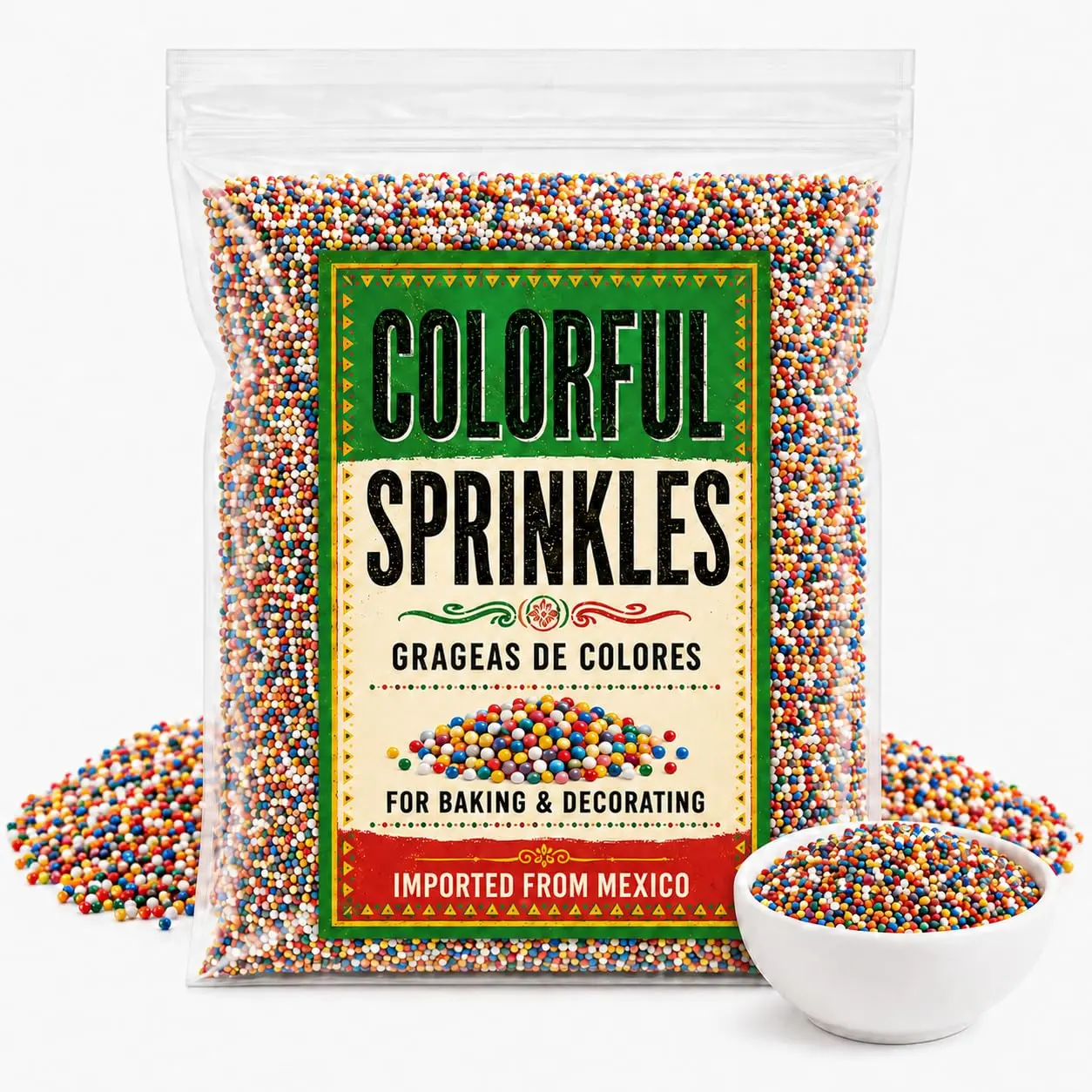 Bulk Assorted Colors Rainbow Mix Sprinkles, Non-GMO Baking & Decorating Toppings, Room Temp-Stable Edible Decorations