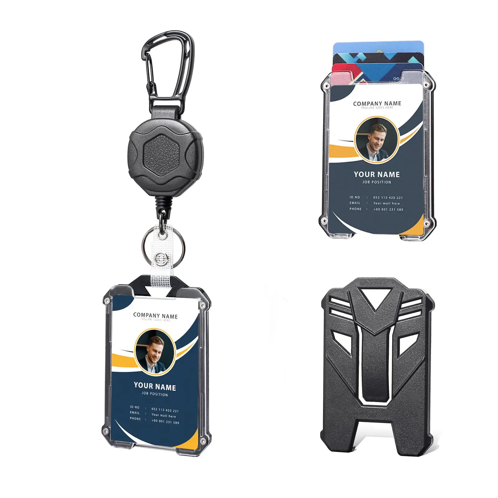 Tactical Badge Clip, Retractable Steel Wire, PC Card Holder, Outdoor Hiking ID Badge Reel, Daily Work & Outdoor Adventures, Badge Reels Retractable