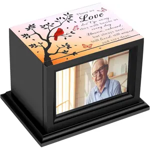Cremation Urns for Human Ashes Adult Male or Female with Photo Frame, Human Urns for Ashes,Wooden Frame Urns Box and Casket,Men Women Child,Burial Urn for Adults Up to 200 IBS