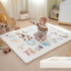 【Summervibes】PaPaMat Baby Play Mat & Area Rug, 1.3” Thick 25D Memory Foam Coral Fleece, Extra Large Soft Floor Mat for Tummy Time, Crawling & Early Learning (79” × 118”) Playpen Infant
