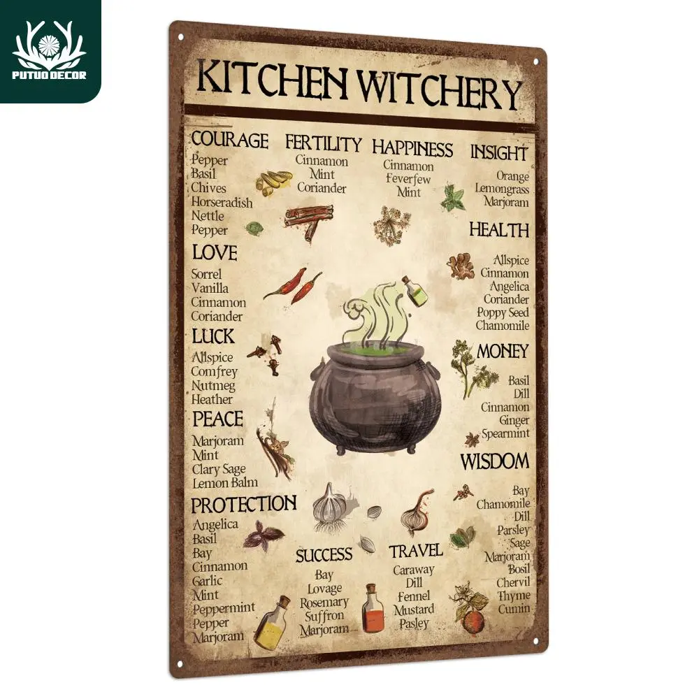 Kitchen Witchery Stainless Steel Plaque Sign - Vintage Whimsical Home Decor Item, Home Supplies for Kitchen, Wardrobe, Study, Balcony, Kitchen Accessories, Home Decor Items