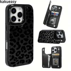 Leopard Print Wallet Phone Case for iPhone 17/16/15/14/13/12 Pro Max/Pro/Plus/Air – PU Leather Card Holder Durable Shockproof