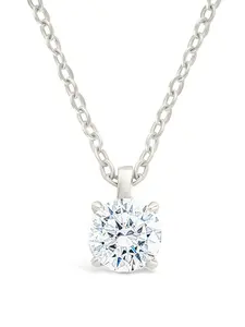 Sterling Silver Round CZ Prong Set Pendant