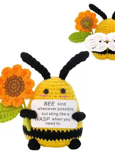 Cute Bee Design Crochet Ornament, 1 Count Handmade Crochet Home Ornament, Emotional Support Gift for Friends' Birthdays, Back to School Season