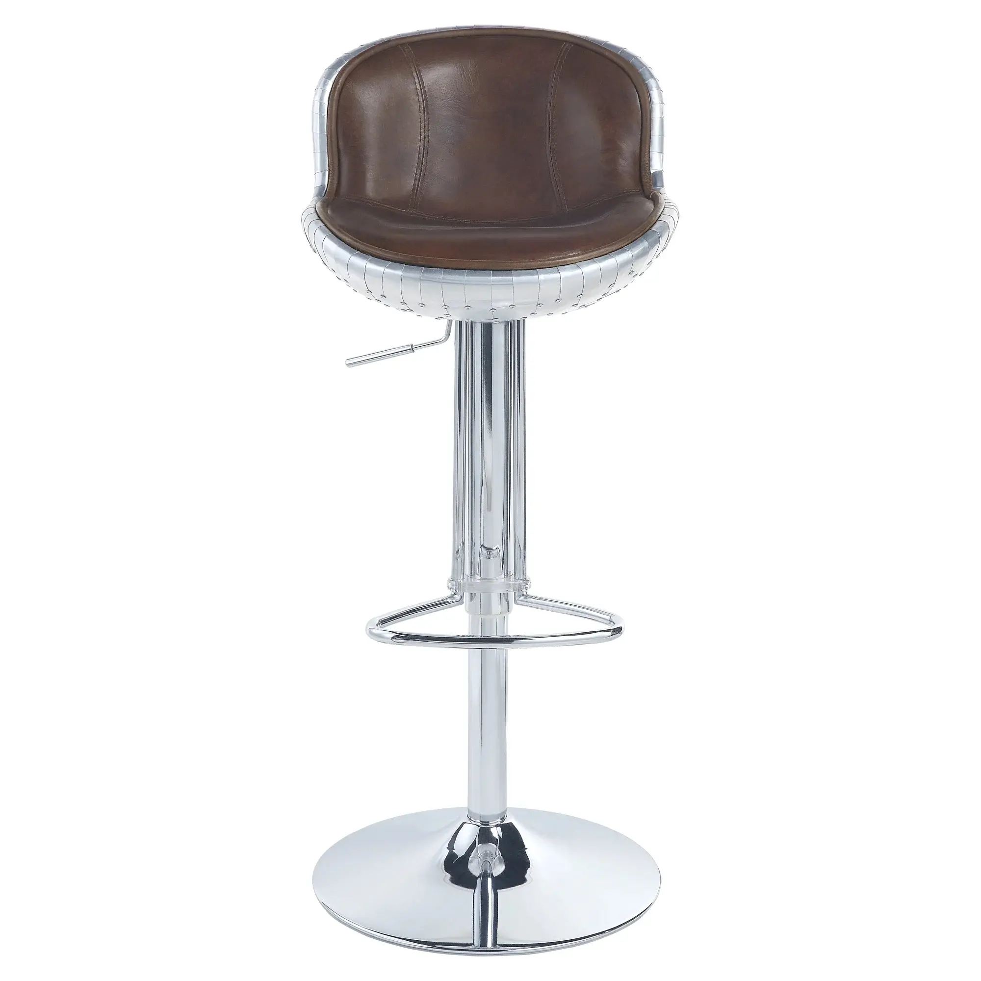 Maykoosh Stool, Adjustable Swivel Stool Top Grain Leather Brown, furniture for apartments