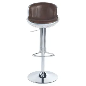 Maykoosh Stool, Adjustable Swivel Stool Top Grain Leather Brown, furniture for apartments