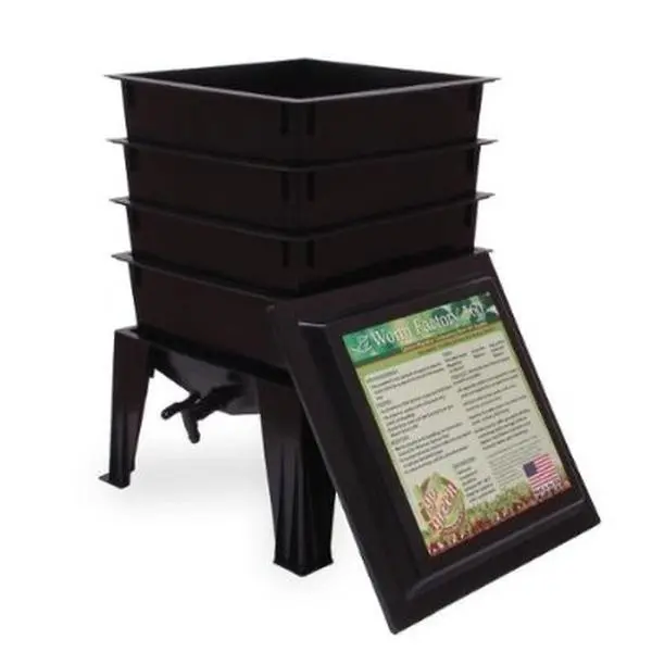 Nature's Footprint WF360B Worm Factory 360 Composter - Black 360 Composting System with Additional Tray, Bottom Tray, for Indoors or Outdoors Garden Compost Solutions Home Care Supply Bin