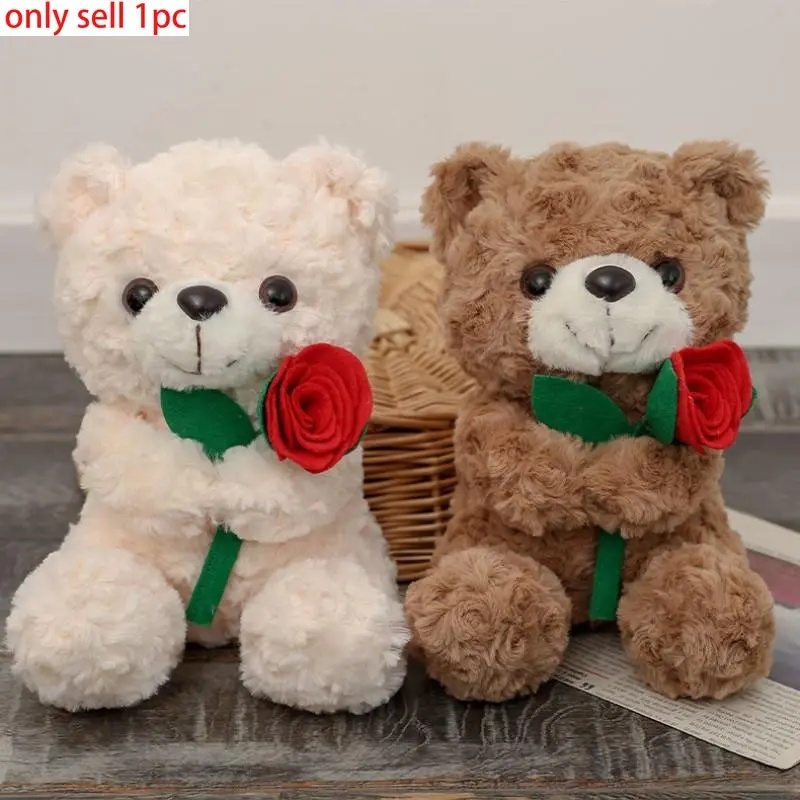 1 count Plush Teddy Bear with Roses ,Super Soft Fluffy Cute Teddy Bear, Heart Soft Toy, Stuffed Animal Gift, Soft Cuddly Gift, Perfect Gift for Valentine's Day Anniversary Birthday Romantic Occasions, Kawaii Stuffed Animals