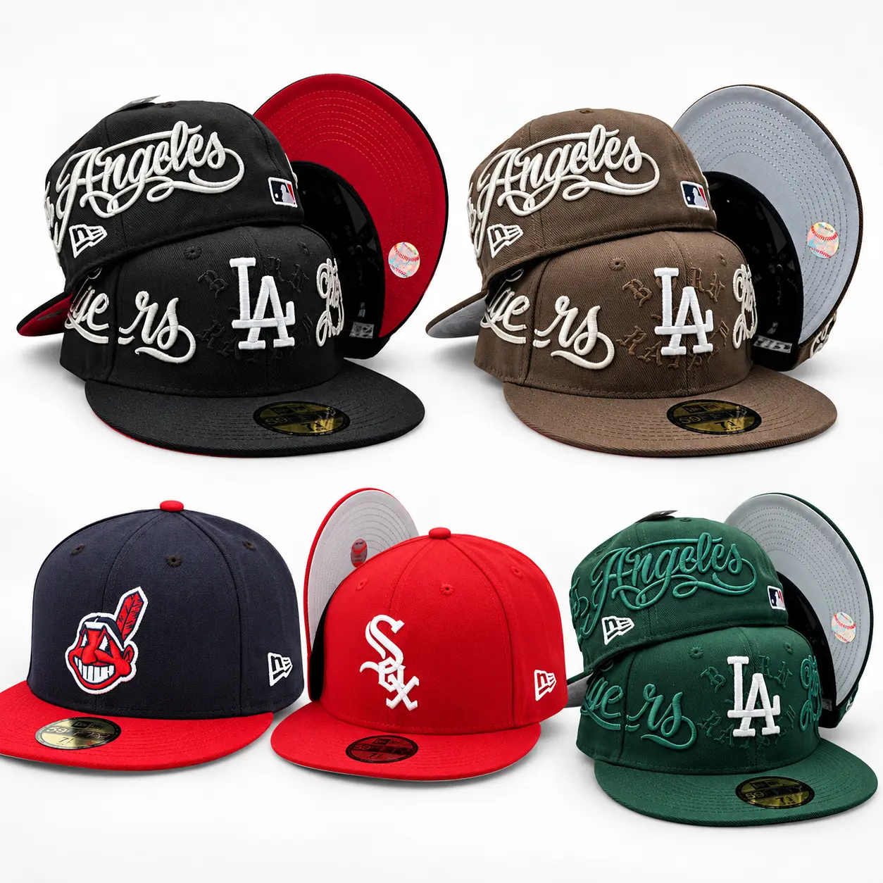 Embroidered Baseball Cap, LA Inspired Fitted Hat, Flat Brim Sports Cap, Vintage Script Letter Hat, Unisex Streetwear Game Day Headwear