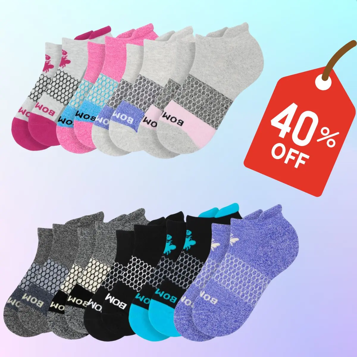 Pack 2,3,5 BOMBAS Ankle Socks, Cushioned Footbed & Honeycomb Arch Support, Seamless Toe, Blister Tab, Soft Cotton Blend, Size S, M, L, Women's Men's Daily wear Menswear Ball