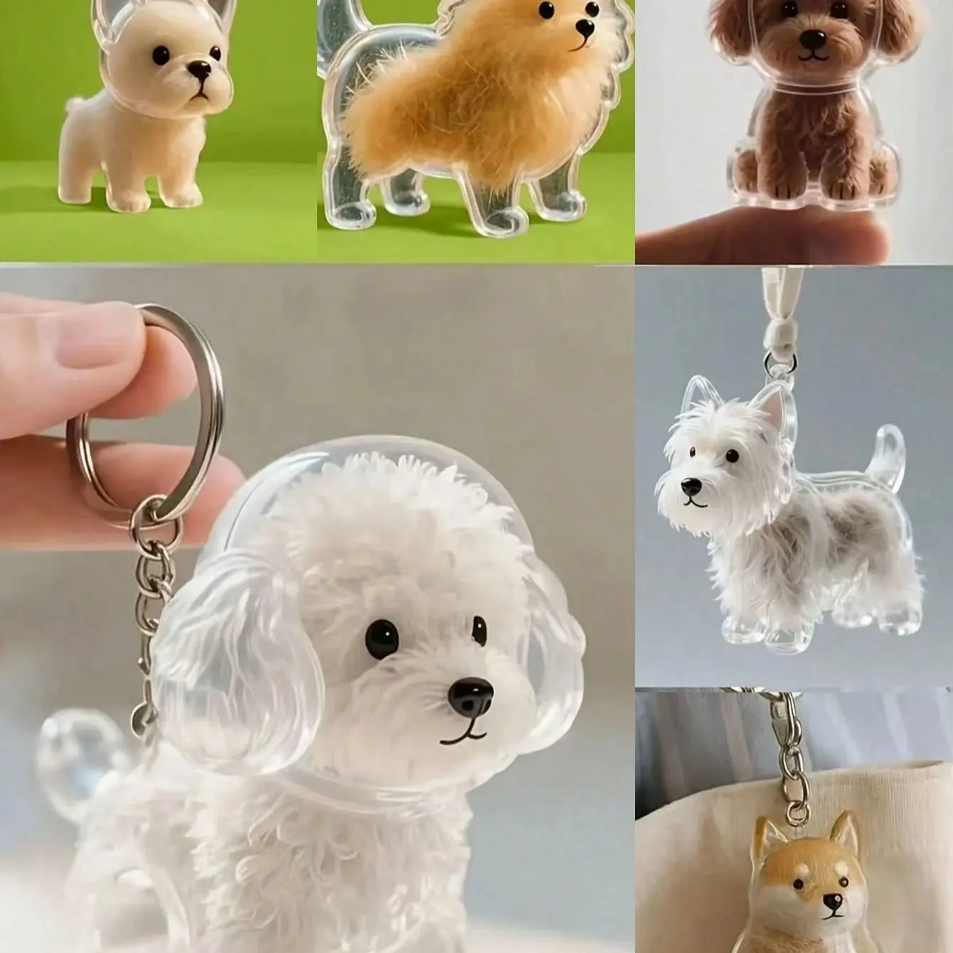 Pet Hair Storage Keychain Charm, Transparent Pet Hair Box, Dog Breed Keychain Memorial, Multifunctional Pet Memorial Pendant, Keychain For Bags, Keyrings For Keys