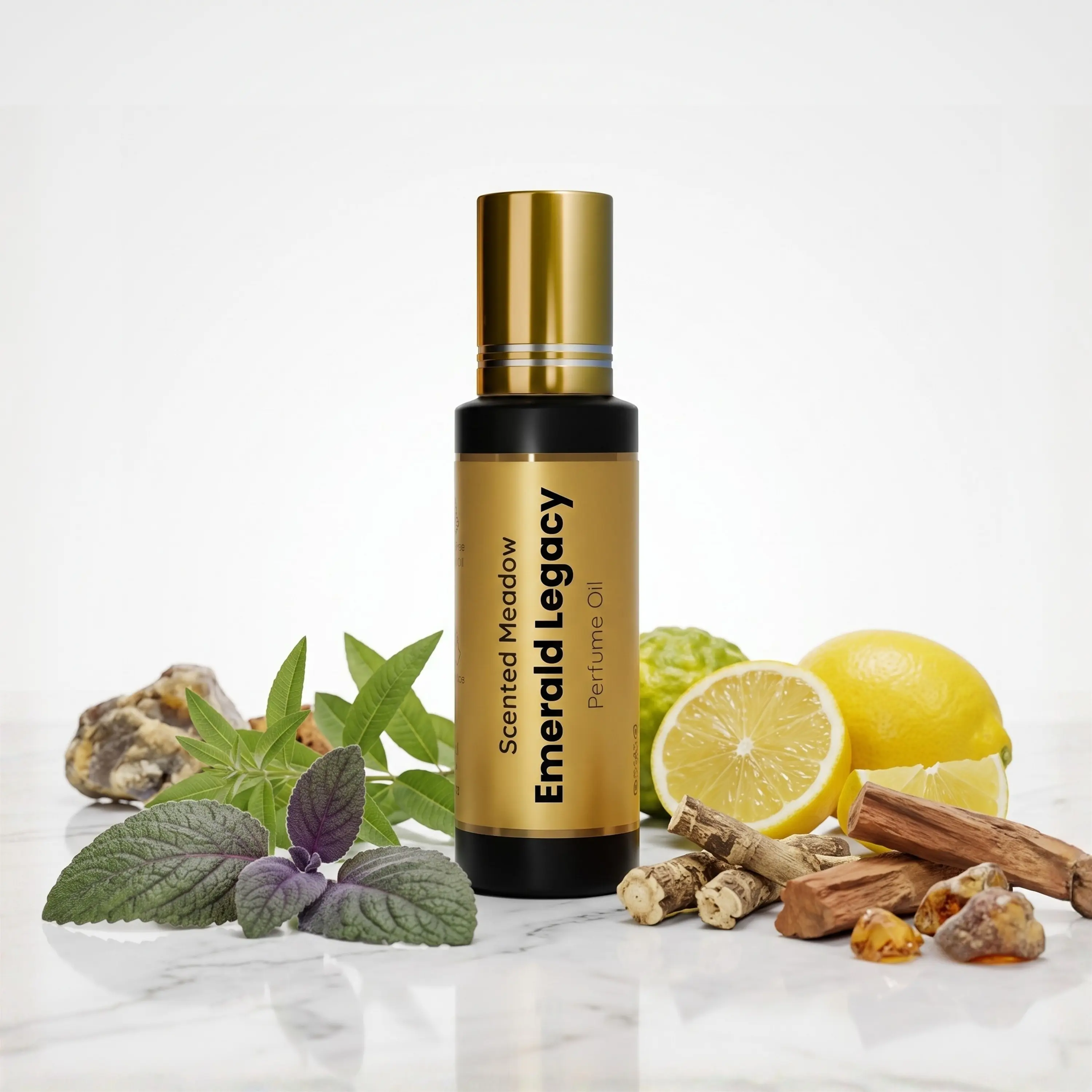 Scented Meadow Emerald Legacy – Crisp Bergamot & Lavender Cedarwood Luxury Concentrated Perfume Oil for Men – Long Lasting Alcohol-Free Roll-On