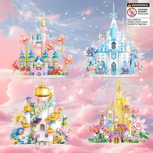 Moc Fairy Tale Flower City Castle Building Set, Stem Building Block Sets, Unisex Birthday or Holiday Gift for Kids, Choking Hazard Warning, No Battery Included