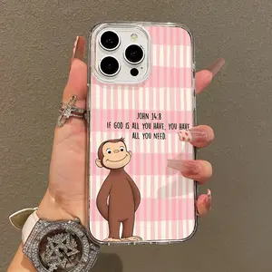 Soft Girl Magnetic Case for iPhone11/12/13/14/15/16/17/promax, Curious George Scripture Lightweight, Drop-Proof, MagSafe Compatible | Perfect for Teen Girls