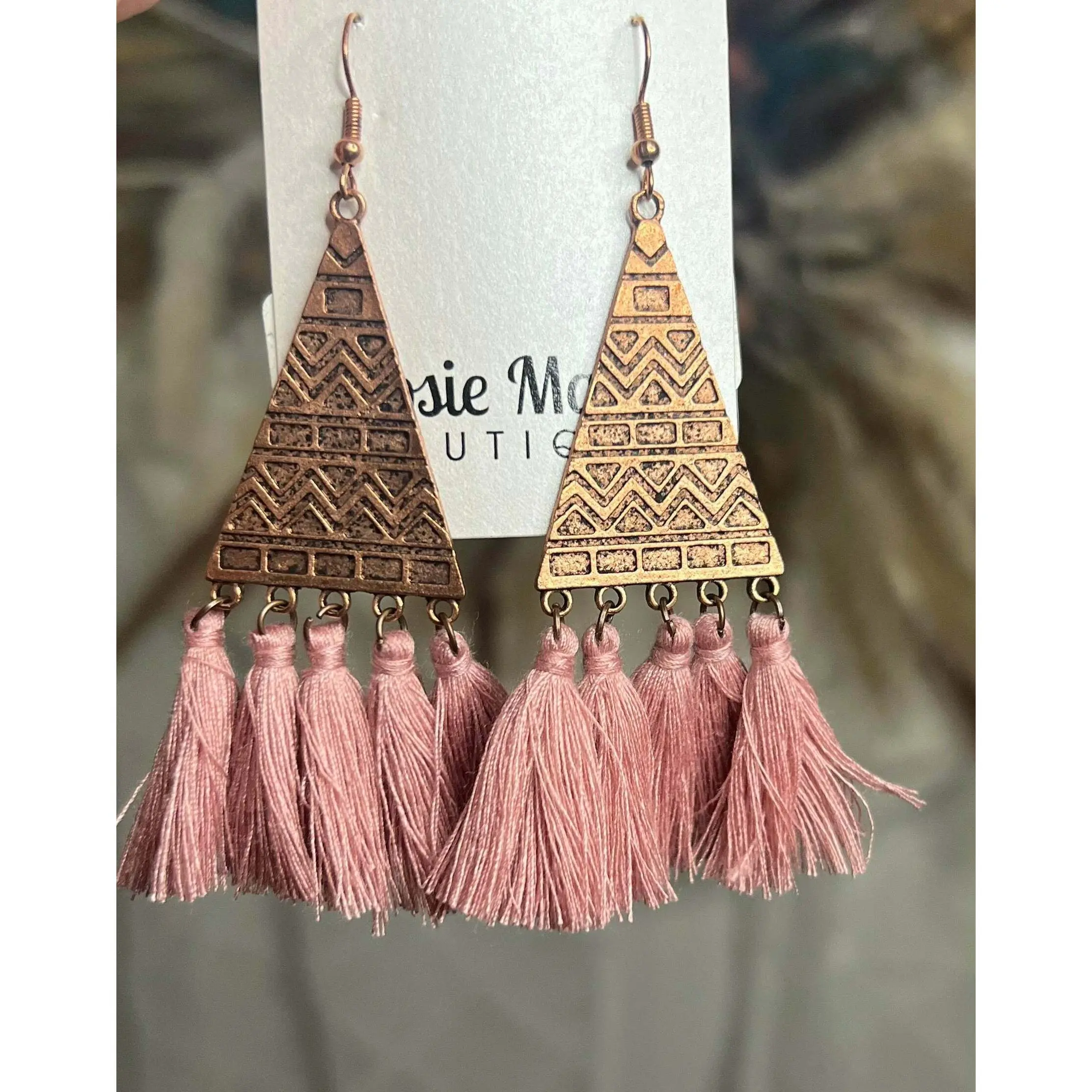 AZTEC TRIANGLE FRINGE EARRINGS