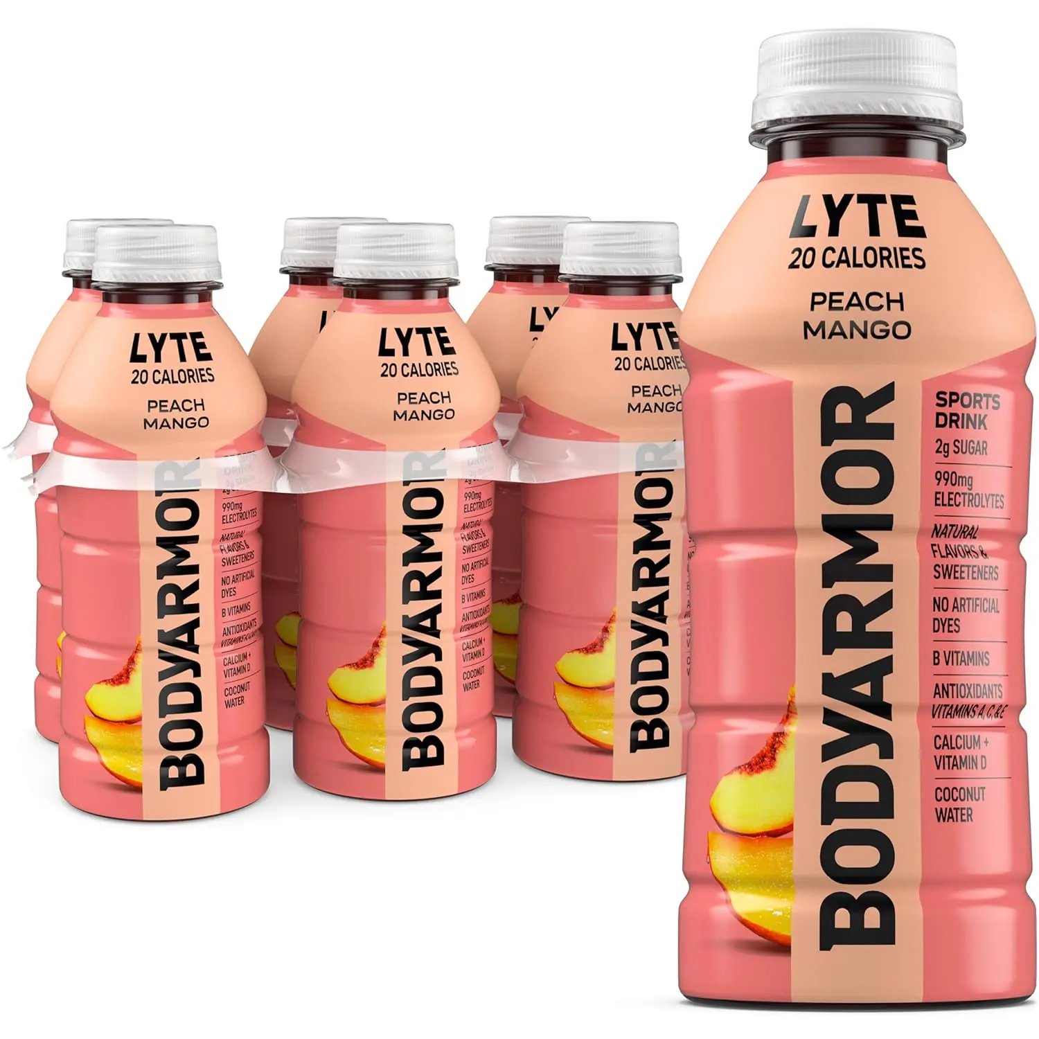 BODYARMOR LYTE Sports Drink, Peach Mango Electrolyte Drink, 16 Oz (6 Pk)