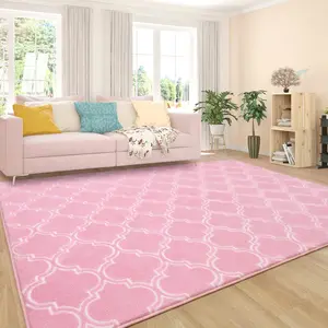 7x10 Geometric Area Rug for Living Room, Large Modern Memory Foam Indoor Carpet, Fluffy Rug for Bedroom Bedside Room Decor for Family Girls Kids Nursery, Black,Grey,Red, Beige,Blue, Pink, 5x7, 6x9, 7x10 Feet
