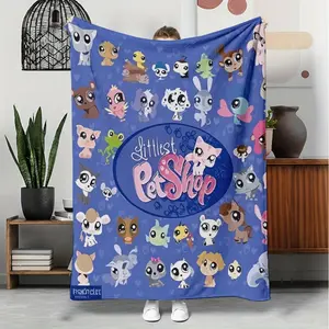 Littlest Pet Shop Themed Ultra-Soft Flannel Blanket - Cozy All-Season Spread, Retro Plush Throw, Official Inspired Multi-Purpose Bedding for Sofa, Gift Use
