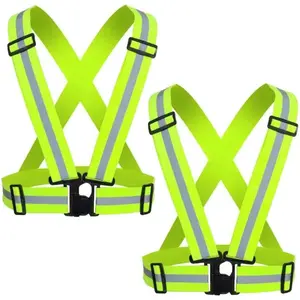 Reflective Safety Vest 2pcs - High Visibility Vest Adjustable Straps for Outdoor Jogging, Cycling, Walking and Riding