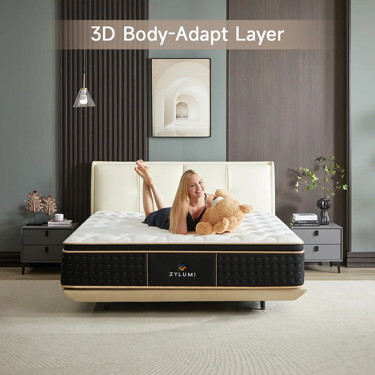 [ZYLUMI] New Arrival Cool Breathable Hybrid Mattress in a Box - Queen, King Sizes, Cooling Memory Foam, Noise-Reducing Pocket Springs, Reinforced Edge Support, Medium Firm, Pressure Relief, Cool Breathable Mattress