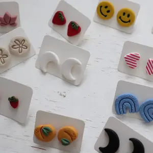 Polymer Clay Stud Earrings - 14k Gold Plated Surgical Steel Posts, Hypo-Allergenic, Lightweight and Durable