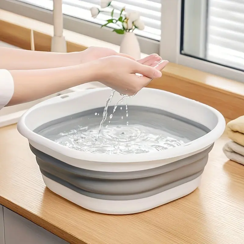 Foldable Wash Basin,  1 Count Portable Folding Wash Basin, Space Saving Durable Plastic Foot Bath Tub for Home, Dormitory, Camping