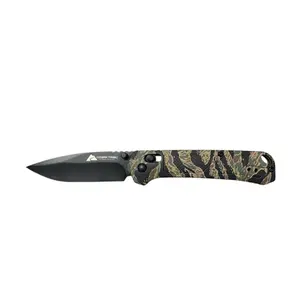 Ozark Trail Vietnam tiger stripe camo 7.5 inch Slide Lock Folder Folding Knife with Ball Bearing 3.3 inch D2 Blade Belt Clip