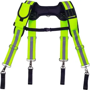 AISENIN Carpenter Tool Belt Suspenders Heavy Duty Tool Belt Suspenders Reflective Safety Suspenders