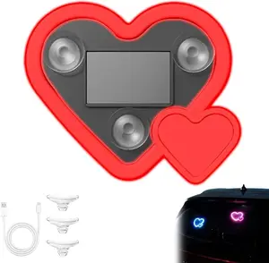 Car LED ambient light, rechargeable solar-powered heart-shaped LED light, 6 lighting modes, romantic car decoration, outdoor decoration, ideal gift for couples, women, and men, Valentine's Day gift, birthday gift.