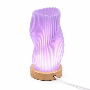 3D Printed Touch Control Mood Lamp | Dimmable USB Powered Desk Light with Solid Wood Base | Eco-Friendly Artistic Bedside Lamp for Cozy Aesthetic Room Decor | Lifetime Customer Service