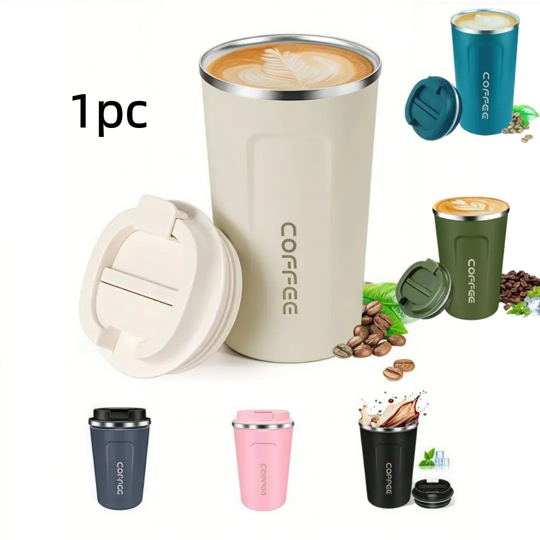 510/380ML Insulated Stainless Steel Coffee Mug, Portable Tumbler Vacuum Flask, Car Thermal Cup, Keeps Cold and Hot, Reusable Drinkware, Lid