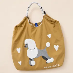 Vintage Poodle Embroidered Tote Bag | Large Capacity Crossbody Tote