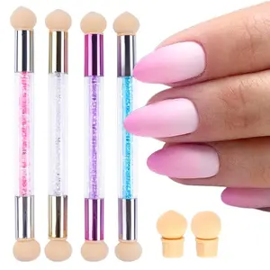 DIY Nail Art Pen set, Nail Art Brush, 1 Count Double-ended Nail Art Sponge Pen with 4 Replacement Sponge Head, DIY Nail Art Tool for Home Salon Use